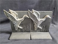 Pair of  of pewter duck bookends