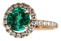14kt Rose Gold 2.66 ct Emerald & Diamond Ring