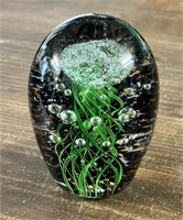 Large Glass Paperweight with Jellyfish