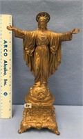Spelter figure of Jesus 12" tall with Sacred Heart
