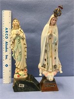 2 Statues of Mary, about 10" tall     (K15)