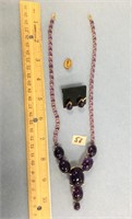 Amethyst necklace, with a 14kt gold clasp with mat