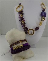 41" Purple Chico's Necklace with 5 Bangles