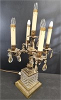 Bronze Tone Metal and Glass Chandelier Lamp
