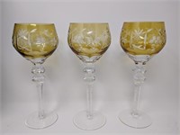 3 pc Cut To Clear Wine Glasses