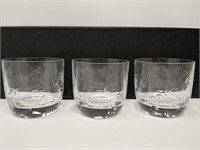 3 pc Etched Glasses