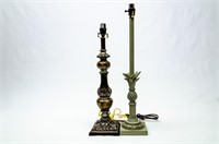 Sage Grey Pineapple & Faux Marble Golden Lamp