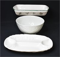 3 pcs Porcelain Serving Platters & Oven Ware