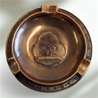 Vintage Copper Ashtray Indian Head