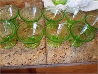 Uranium Glass 9 x Sherbet Cups