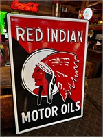 24 x 14” Metal Embossed Red Indian Sign