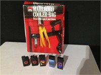 (5) Marlboro Cigarette Lighters & Cooler Bag MIB