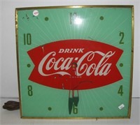 Vintage Coca-Cola clock made by Pam Clock Co.