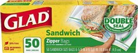 New 4 packs Glad sandwich zipper bags,50 bags