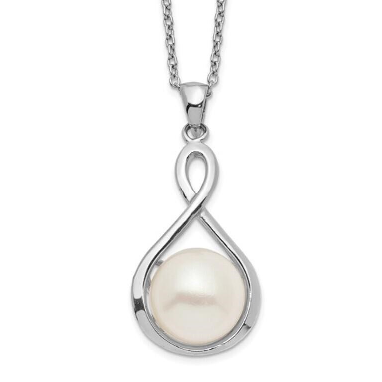 Sterling Silver White FWC Pearl Necklace