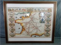 Nicely Framed Vintage Look Map of France Measures