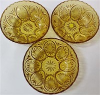 3 Vintage Amber Glass Bowls