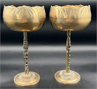 2 Vintage Brass Chalices Made In Korea