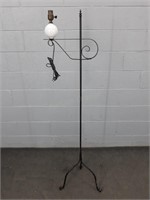 Vintage Wrought Iron Floor Lamp W Milk Glass Font