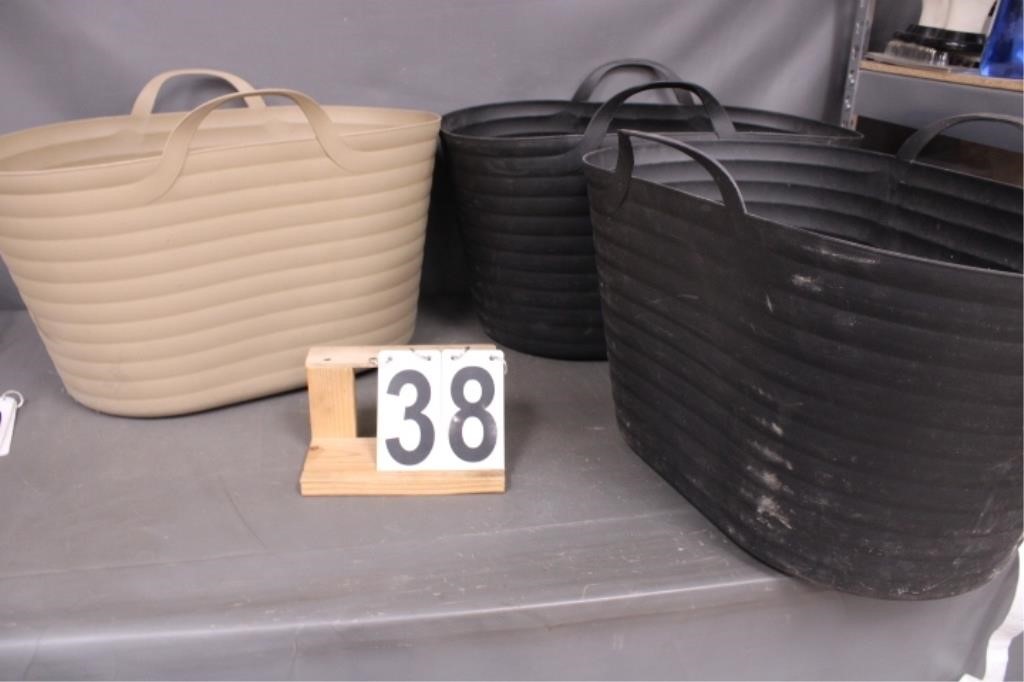 3 Plastic Totes W/ Handles