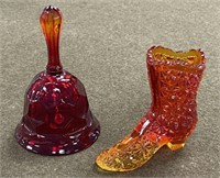 Glass Bell and Fenton Slipper