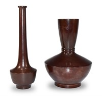 2 Japanese Bronze Art Deco Vases