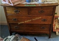 Antique Tiger Oak Three Drawer Dresser. Items On
