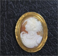 Vintage 10k gold shell cameo