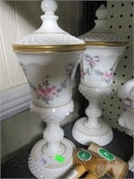 Westmoreland White Milk Handpainted Candy Compote