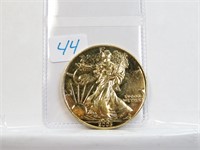 2001 Silver Eagle 1 oz Pure Silver Gold Gilded