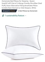 Set of 2 Queen Size Pillows, White

*appears