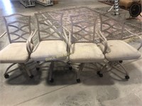 Set of Four Metal Rolling Chairs