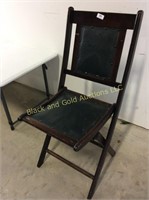 Walnut folding chair, padded back / seat