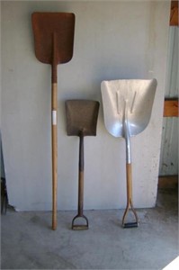 Aluminum Scoop and Two Pan Shovels