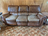 Leather Recliner Sofa (Worn) See pictures for Conn