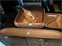 Wood Salad Bowl And Accessories