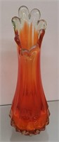 1960's Orange Glass Vase 9 Inches