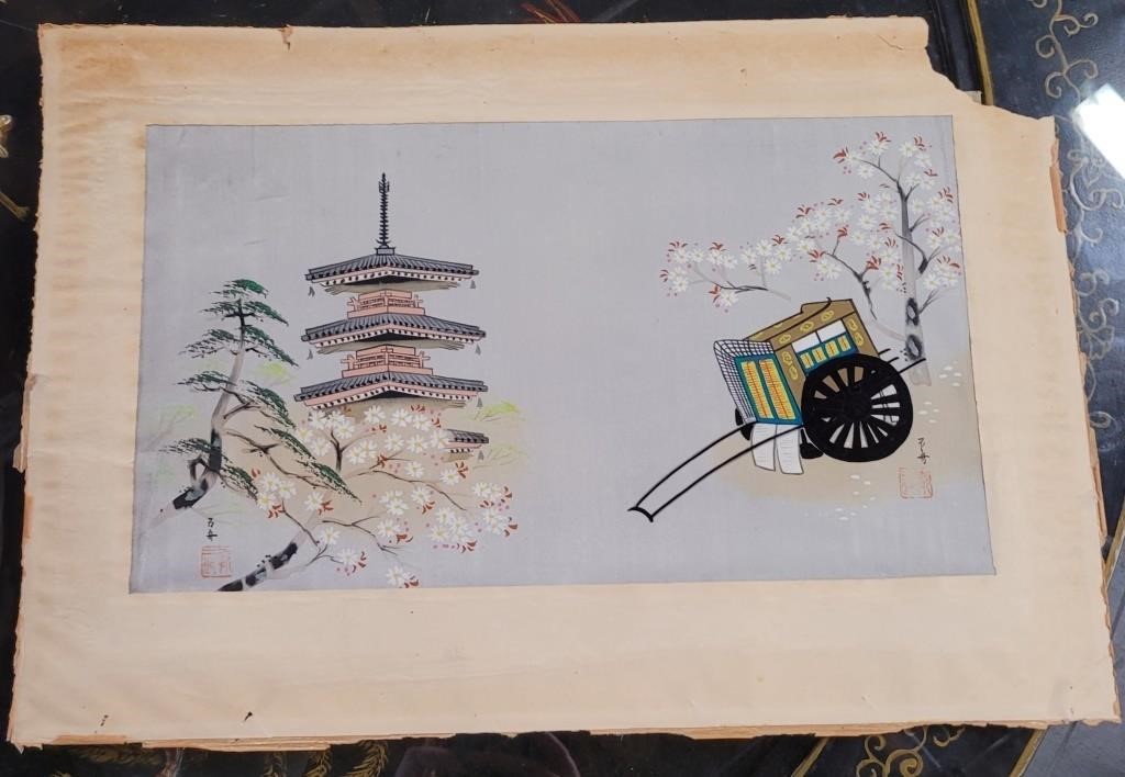 Chinese Artist Signed silk painting 21 x 14 inches