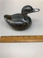 Vintage Chinese Pewter and Brass Overlay Duck