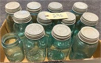 12 Green Quart Ball Jars