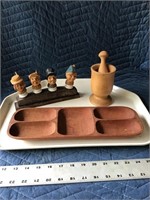 Vintage Wood Collectibles Tray lot of 3 Trinket
