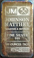 100-Troy Ounce Silver Bar: Johnson Matthey