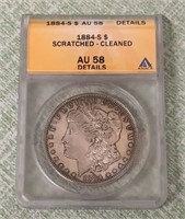 1884-S Morgan Dollar Anacs Graded AU58
