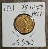 1881 U.S. $5 Liberty Head Gold Coin