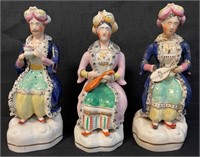 3 RARE STAFFORDSHIRE PORCELAIN FIGURINES C.1820