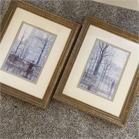 Pair of In The Park Style Framed Wall Art
