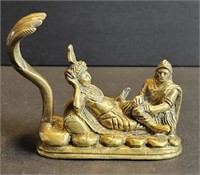 Vintage Brass Indian Deity Vishnu & Lakshmi