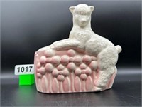 Vintage little lamb plater pink bubble flowers