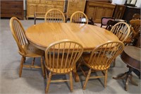 PEDESTAL DINING ROOM TABLE WITH 6 CHAIRS