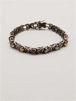 (KC) Multi-Gem Sterling Silver Bracelet -